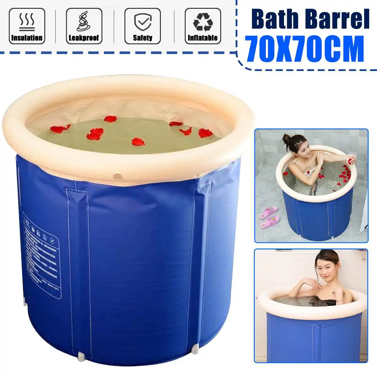 Portable Bathtub Folding Bath Bucket Thicken Shower Large Adult Tub Baby Swimming Pool Insulation Family Bathroom SPA