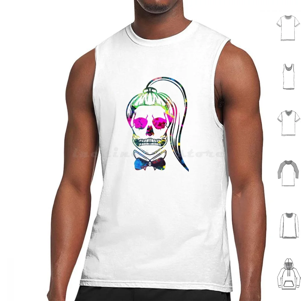 Born This Way Neon Paint Skull Tank Tops Print Cotton Classic Gaga Chromatica Art Tour Stupid Love Lady Chromatica Legend