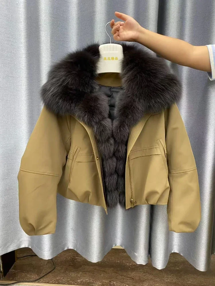 OFTBUY Pelz Jacke Warme Weiße Gans Unten Mantel Frauen Wasserdichte Herbst Winter Feder Echt Fox Pelz Kragen Weibliche Puffer Jacke