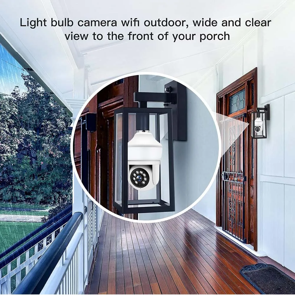 3MP Floodlight Camera WiFi Wireless Garden Wall Lamp Indoor Light Bulb Monitor Security Protection Video Surveillance