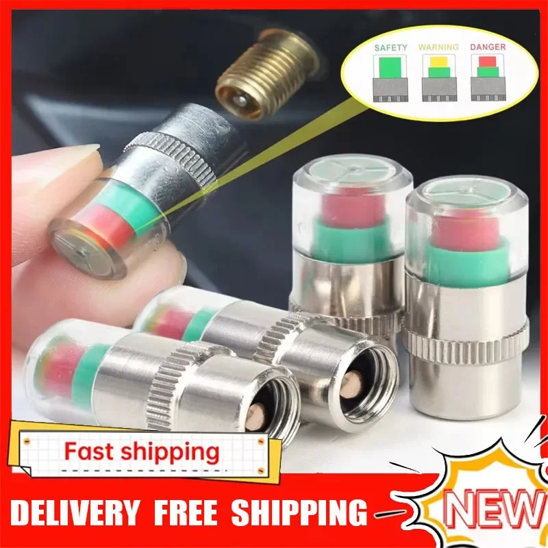 4 قطعة أجهزة استشعار مراقبة ضغط الإطارات سيارة الإطارات غطاء تنبيه الهواء سيارات الشاحنات قياس ضغط الهواء تنبيه رصد الإطارات صمام الملحقات #1