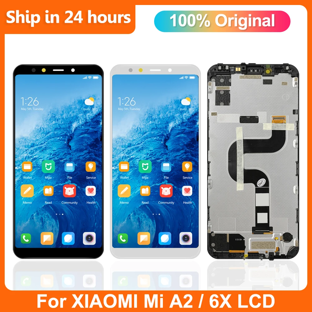 Schermo testato al 100% per Xiaomi Mi A2 Display LCD Touch Screen Digitizer Assembly sostituzione per Mi A2 Mi 6X M1804D2SG, muslimah