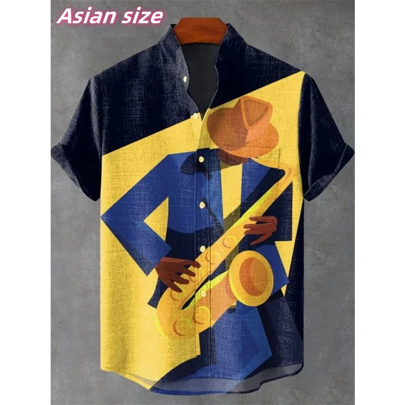 

Vintage Flower Sun Graphic Hawaiian Shirt For Men Ethnic Stripe 3D Printed Short Sleeve Summer Loose Aloha Shirts Lapel Blouse