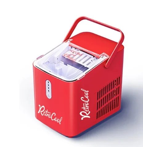 Nostalgia Electrics RIC120COKE Ice Machine Real-Time UV Nano Sterilization Domestic Ice Maker Intelligent Cleaning Waterways