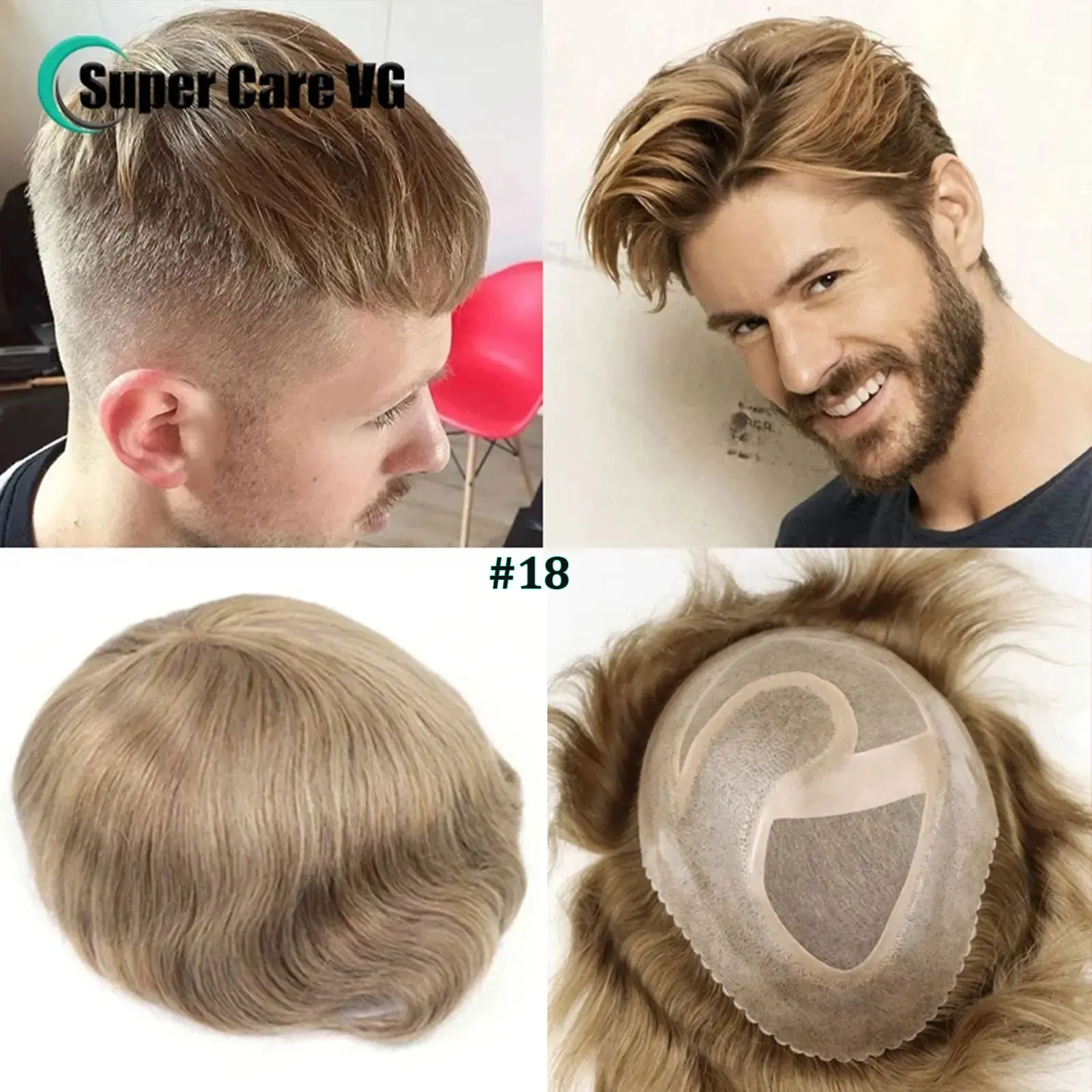 Ash Blonde Men's Toupee Hair System