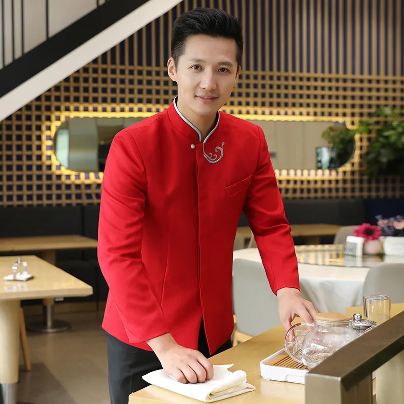Hotel Werkuniformen Herfst Winter Vrouwen Hot Pot Restaurant BBQ Restaurant Theehuis Chinese Stijl Ober Lange Mouw Unisex