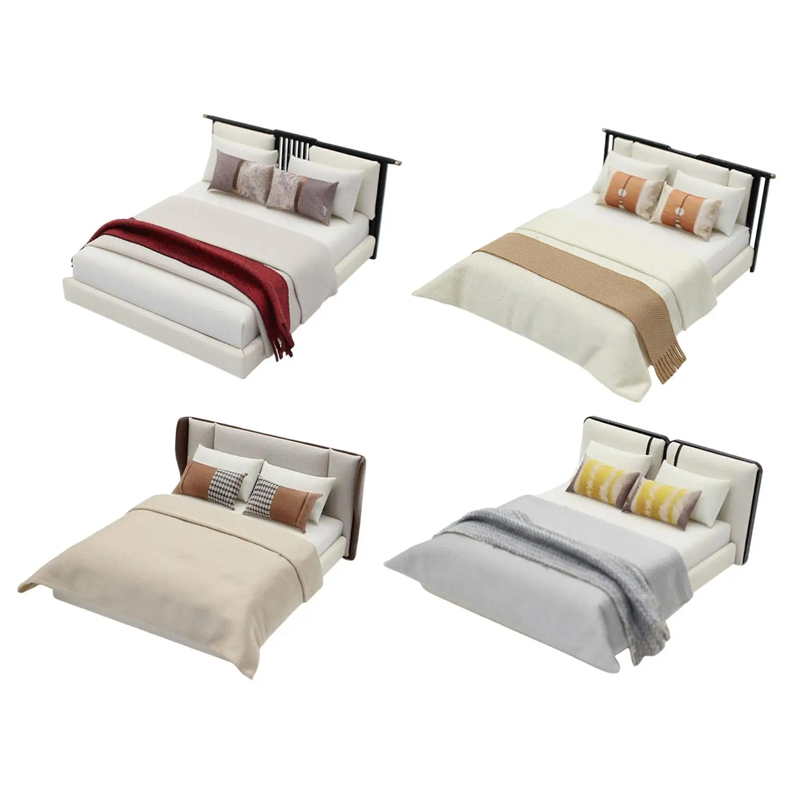 

Dollhouse Furniture Bed, 1:20 Scale, Classic, Craft Elegant Chinese Decoration DIY Scene Doll Home Dollhouse Miniature Furniture