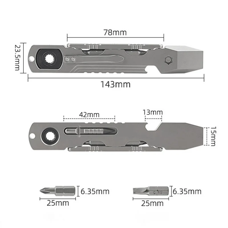 Titanium Alloy Crowbar Multifunctional Bottle Opener Hexagon Wrench Phillips Screwdriver Straight Screwdriver Metal Pen Pry Bar