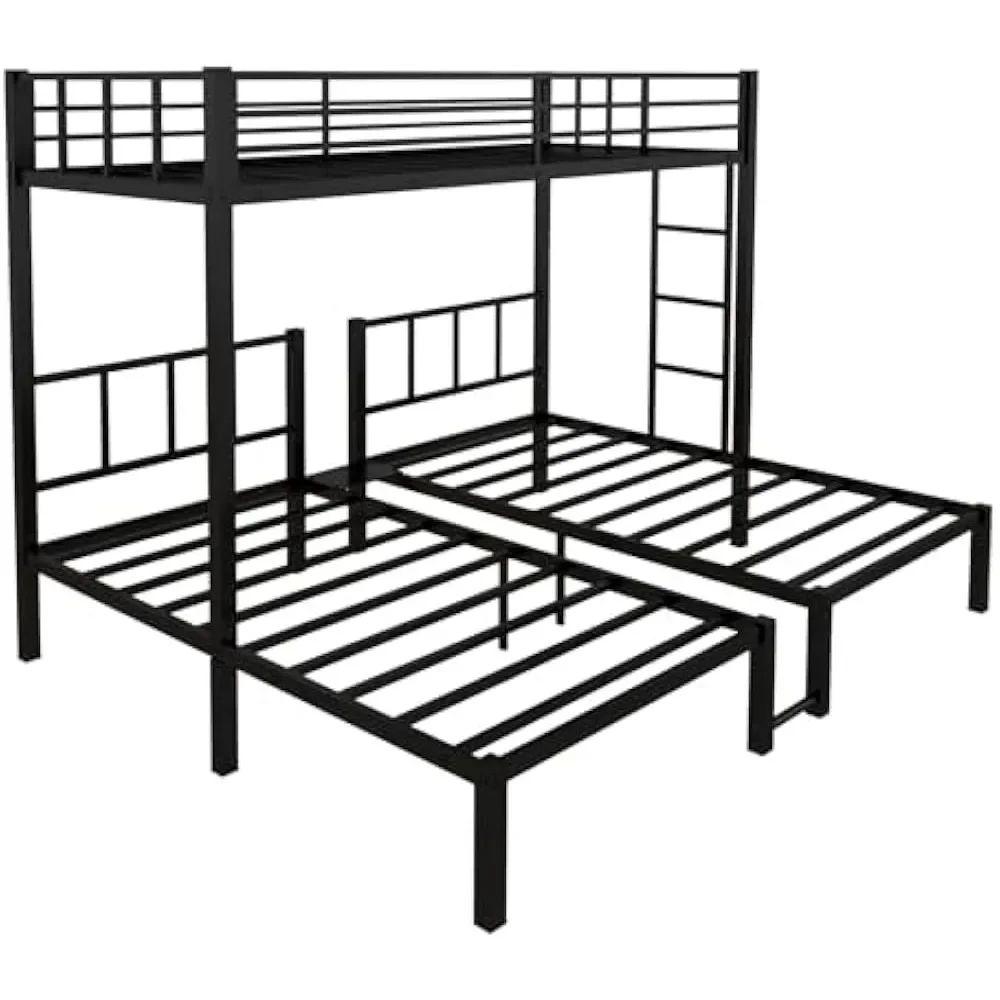 Children's bed.Twin Over Twin & Twin Bunk Beds for 3Triple Bunk Bed for 3 with Guardrails,Ladder Upper-Bed Platform,for Children