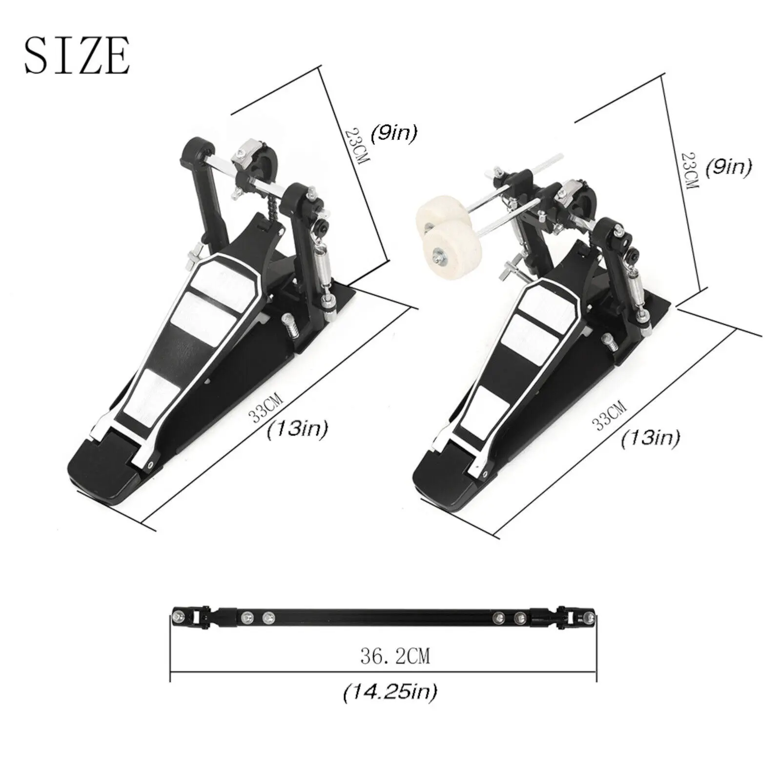 

Jazz Double Pedal for Drums: Metal Construction, Single Chain Drive, Durable & Reliable for Drum Sets & Electronic Drums