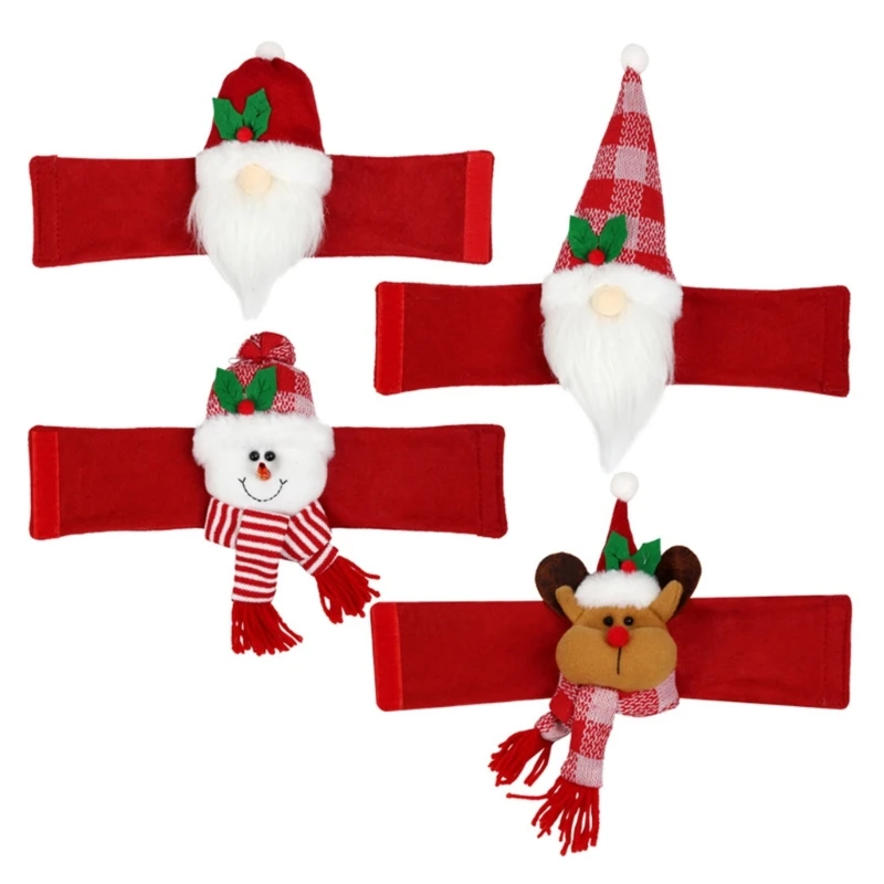 4Pcs Santa Ornament Plush Curtain Tieback Holiday Curtain Holder Christmas Plush Dolls Christmas Decoration Curtain Clasps Belt