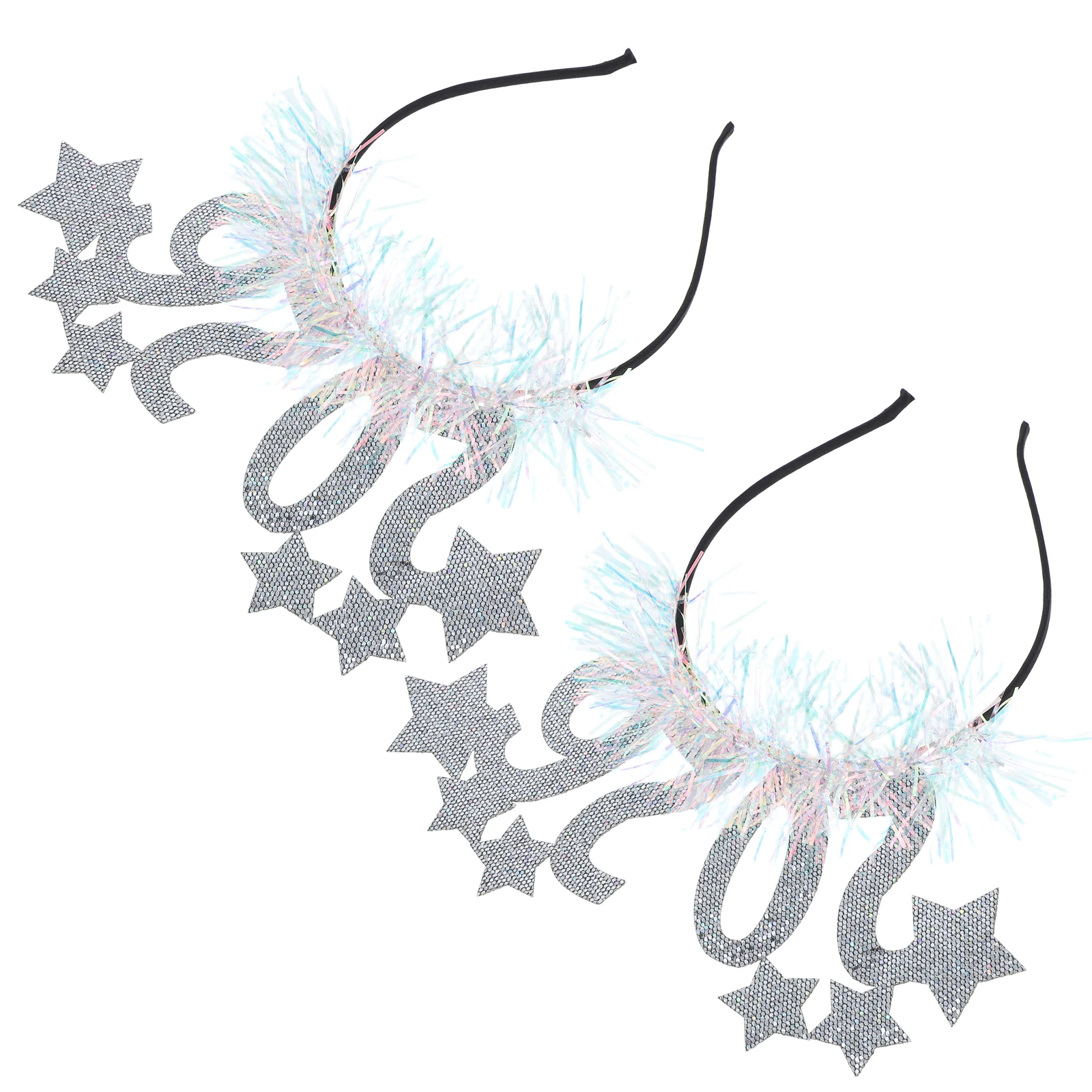 ที่คาดผมปีใหม่ 2 ชิ้น ปี 2026 ประดับกลิตเตอร์ สีเงิน สำหรับงานเทศกาล