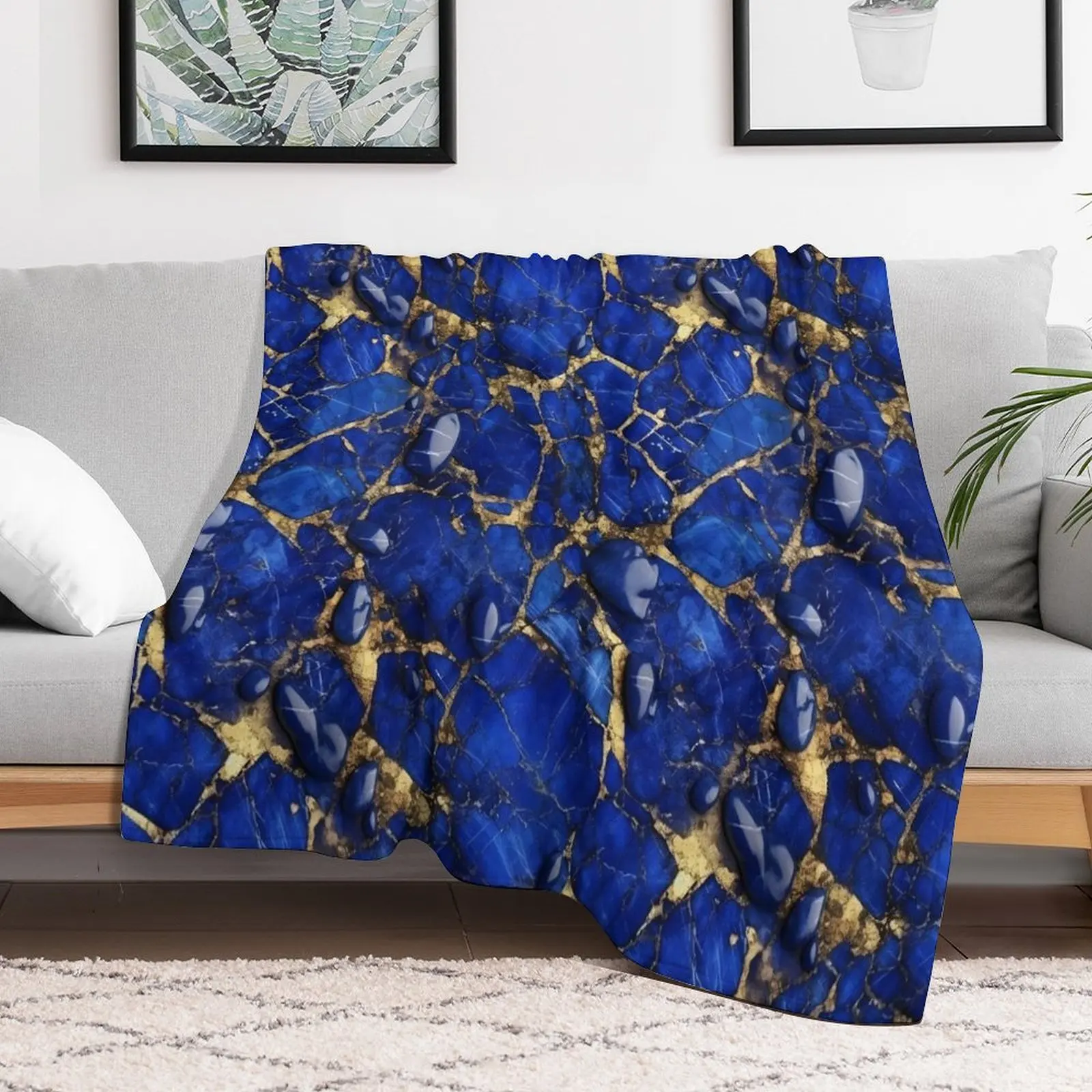 Golden Lapis Lazuli Throw Blanket christmas gifts Soft Big Large Blankets