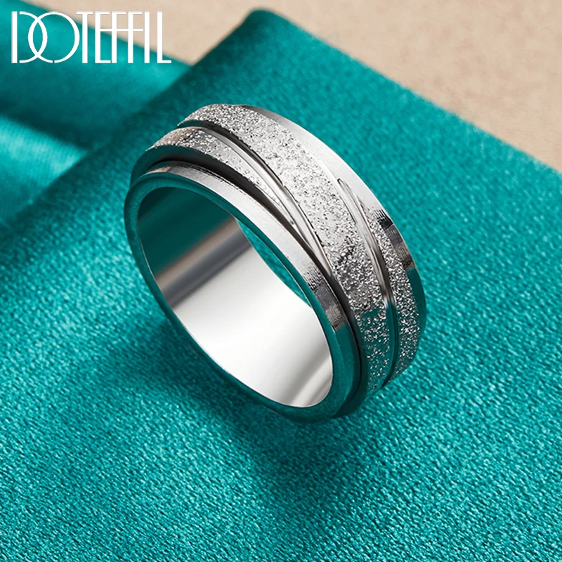 DOTEFFIL 925 Sterling Silver Matte Frosted Ring For Woman Man Fashion Wedding Engagement Party Gift Charm Jewelry