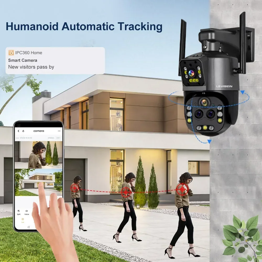 Imagem -04 - Auto Tracking Cctv Wifi Security Câmera 4k Lens Dual Screen Ptz Zoom 20x Auto Tracking ls Vision 8k Outdoor