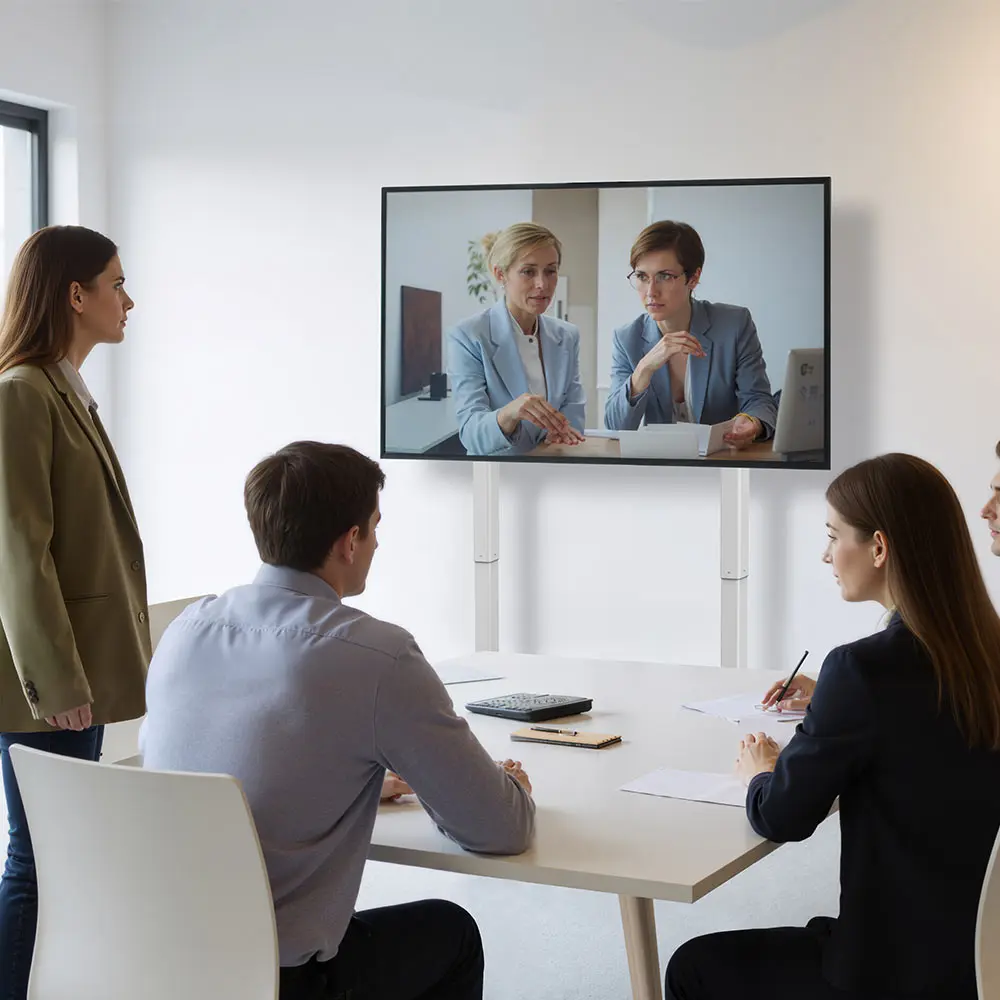 Image 4: Support de télévision motorisé en acier robuste avec roulettes, système de commande double, élévateur motorisé pour téléviseurs de grande taille de 65 à 100 pouces