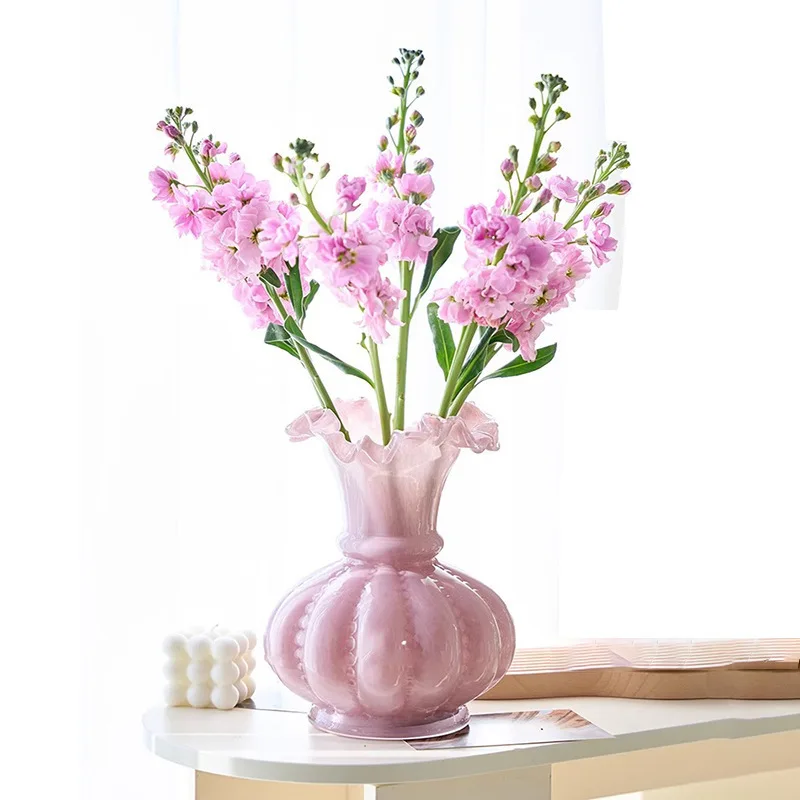 Glazed vase, Nordic modern simple cream style, medieval glass advanced sense, high-value ornament