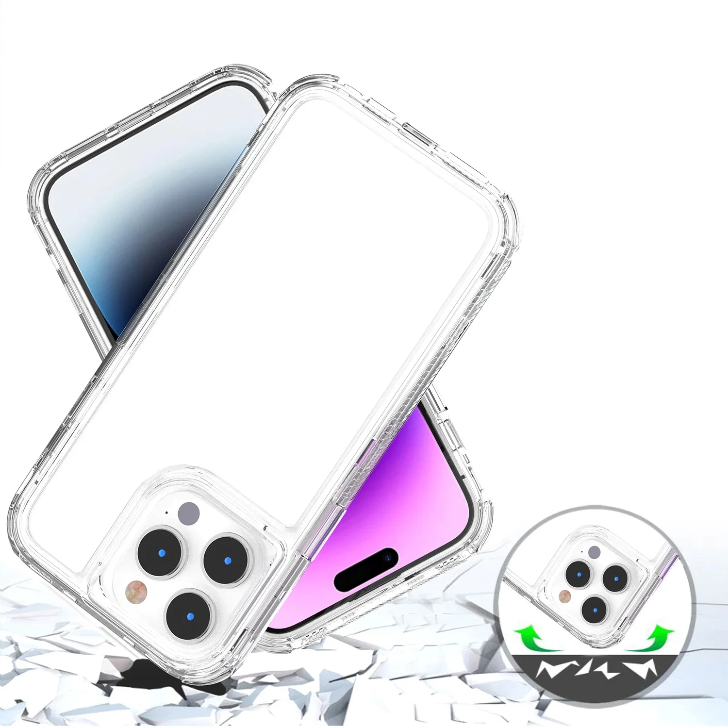 Casing penutup ponsel iPhone, untuk iPhone 15 14 13 12 11 Pro Max Plus untuk iPhone xs max xr bening transparan tahan guncangan Armor Glossy polos