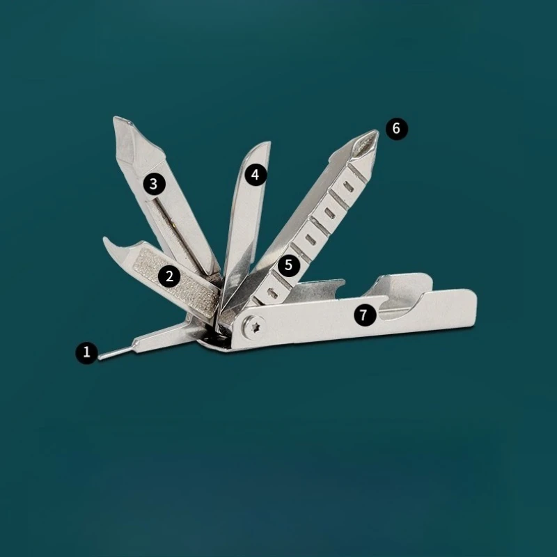 بطاقة الهاتف المحمول لاقط إبرة مفتاح سلسلة متعددة الوظائف الهاتف المحمول بطاقة صغيرة سحب إبرة أدوات مفيدة محمولة متقدمة #2