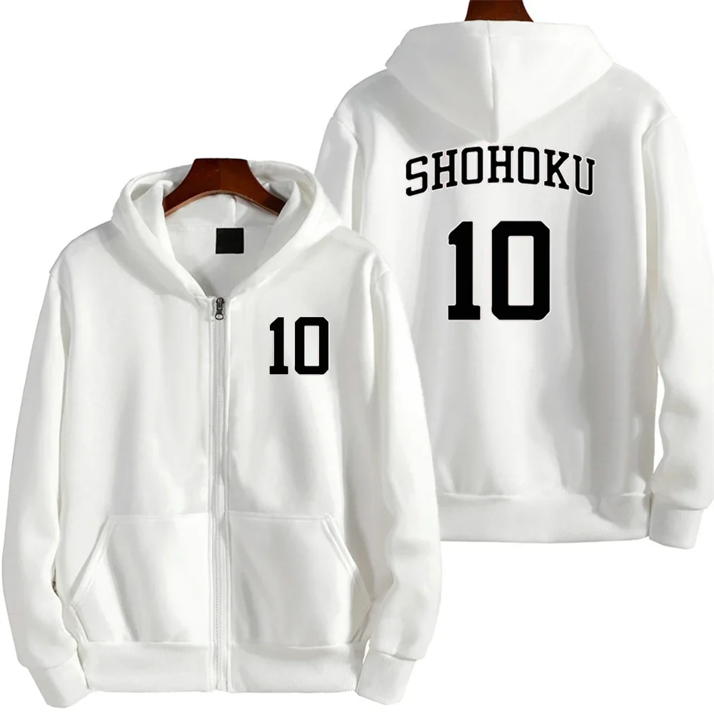 New Anime SLAM DUNK Sakuragi Hanamichi 10 Number Zipper Hoodie Sweatshirt Bluing Master Fleece