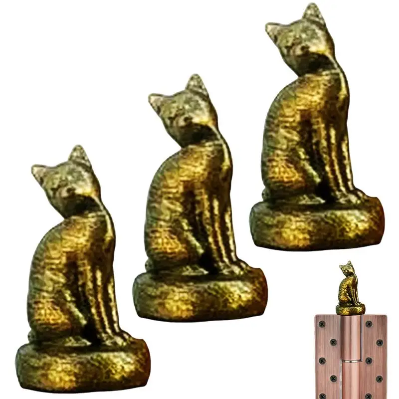 3PCS Cat Hinge Heads Magnetic Resin Animal Door Topper Decoration Cat Gargoyle Door Hinge Pin Heads Little Kittens Door Hinge