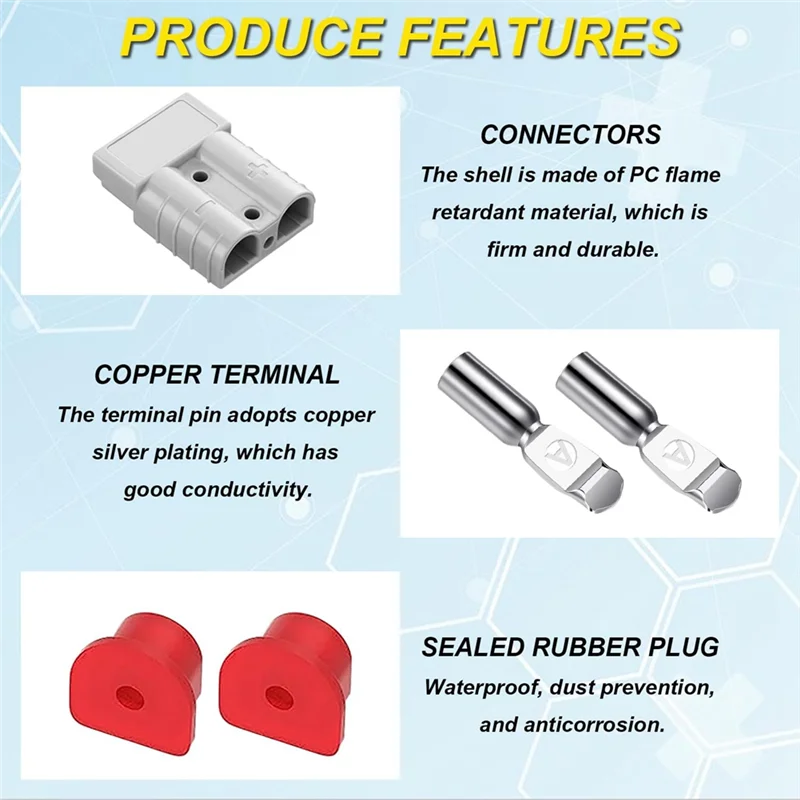 AT44-2 Pack 6-10 Gauge 12V To 36V Battery Quick Connect/Disconnect With Mounting Bracket 50A Wire Harness Plug Connector Kit