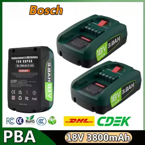 Bosch PBA Replacement Battery, Bosch Home & Garden PBA PSB PSR 18V Battery Tools, AL1880CV AL18815CV, 3800mAh