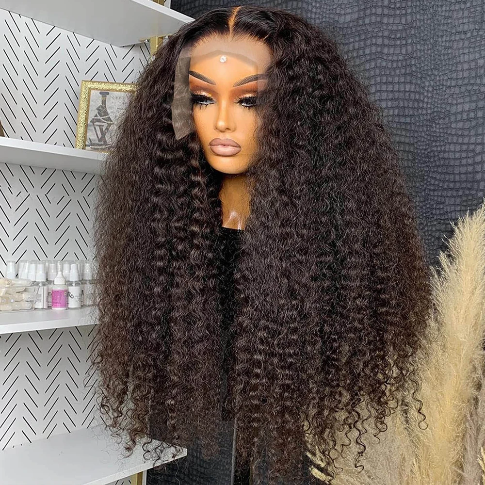 Brazilian Deep Wave Lace Front Wig para Mulheres Negras, Cabelo Humano, Pré Arrancado, Encaracolado, HD, Transparente, 30 ", 34", 13x6