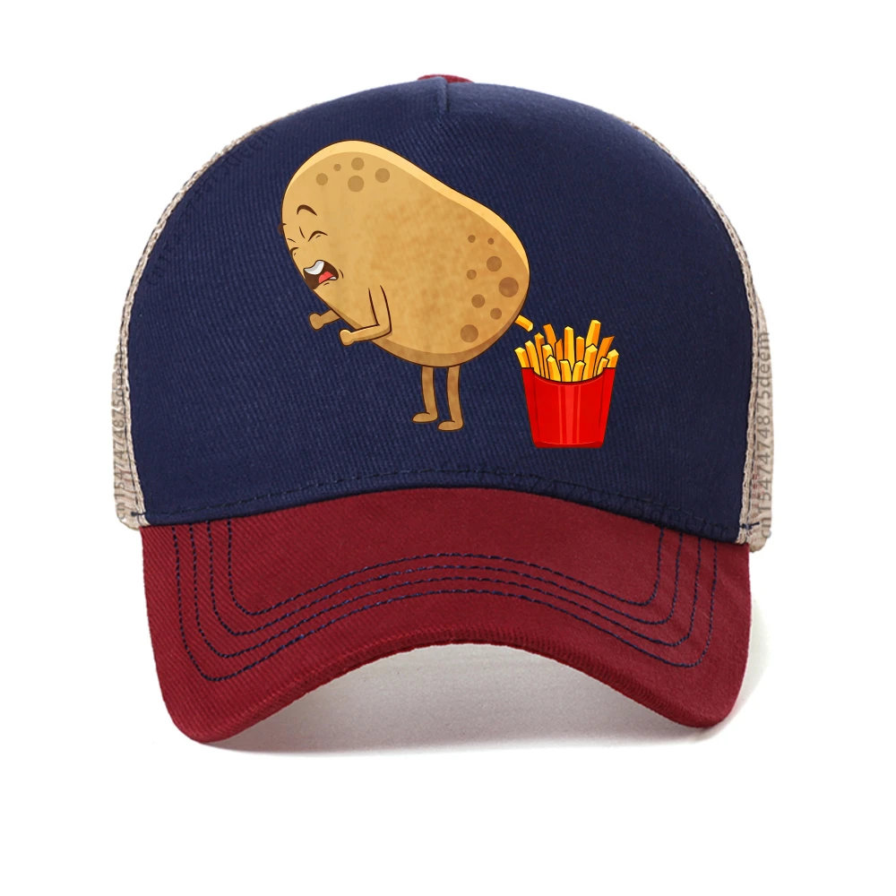 

Funny French Fries Design for Men Women Potato Lovers Baseball Cap Outdoor Mesh breathable Adjustable Hats mesh snapback hat