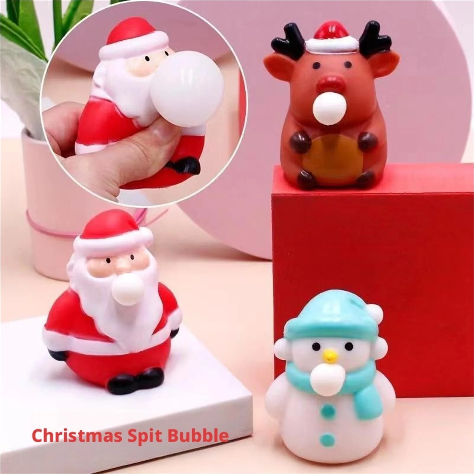 3 قطع من ألعاب إسفنجية لعيد الميلاد الناعمة للأطفال تتضمن سانتا، شجرة عيد الميلاد، لعبة يد لتخفيف الضغط على رجل الثلج الرنة #2