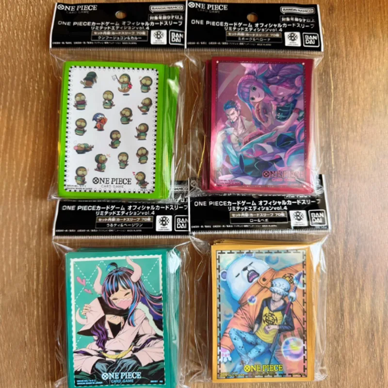 70pcs Bandai One Piece  Card Sleeves Cute Fun Characters Collection Kung Fu Dugong Hawk Perona Ulti Bepo Law Anime Gift Toys