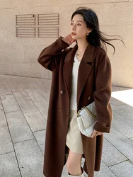 CAIXINGLE 2024 Autumn and Winter New 30% Camel Wool Women's Coat Wool Double-Sided Woolen Coat Trendy All-Matching Women's Wear