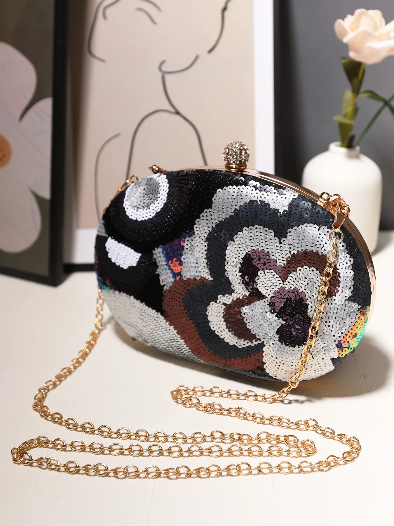 

Women Evening Party Bag Cheongsam Dress Wedding Bag Luxury Embroidered Bead Handbag Crossbody Bag Evening Bag