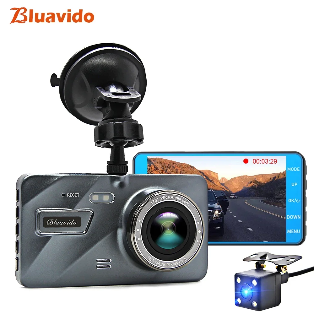 

Bluavido 4" IPS Car Dash cam Night Vision ADAS Full HD 1080P Car Video Camera IMX323 sensor Dual Lens Car Recorder DVR 170 Angle