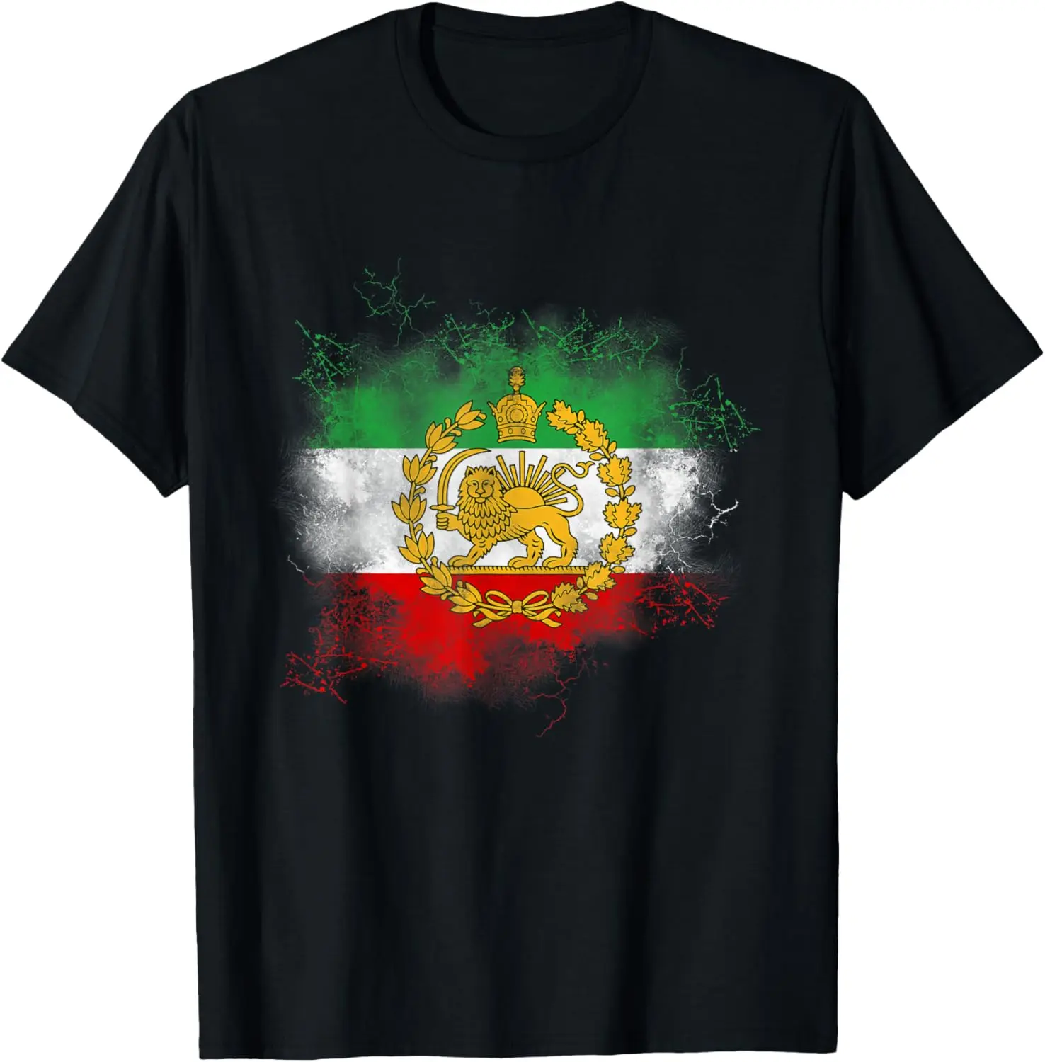 Iran Lion Sun Flag,Iran,Persian,Shir O Khorshid T-Shirt Summer short-sleeved breathable sweat-wicking versatile fashion T-shirt for back-to-school season, unisex, Y2K Fashionable Cartoon Anime