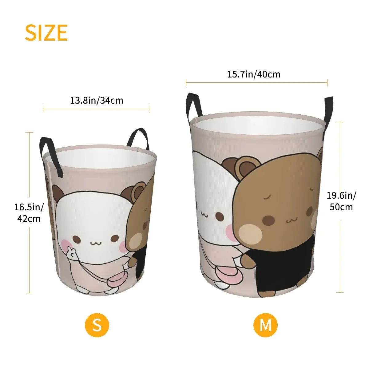 Panda Brownie Bear Mochi Cats Foldable Laundry Baskets Dirty Clothes Toys Sundries Storage Basket Home Large Waterproof Bucket