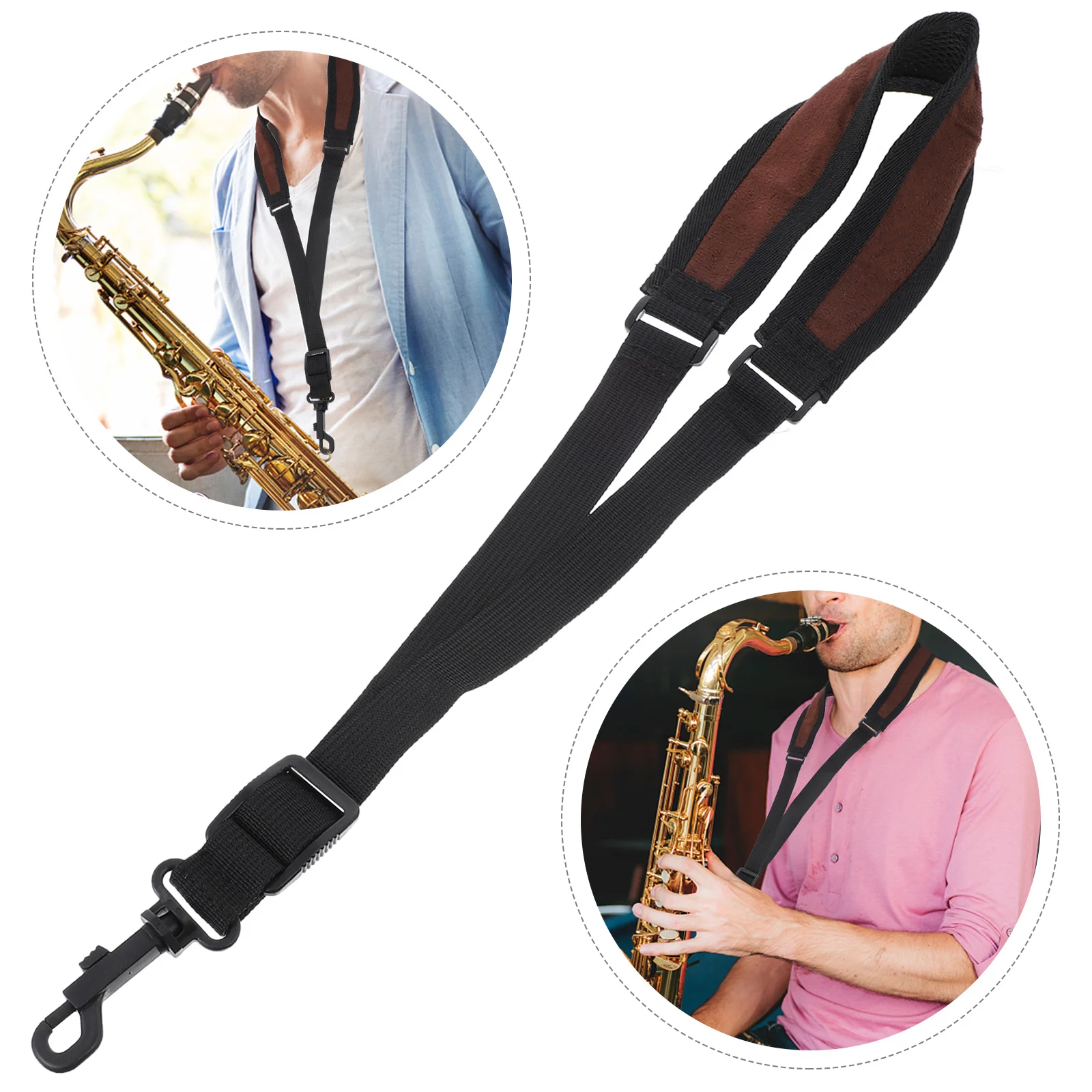 

1pc Adjustable Saxophone Shoulder Strap Wide Cotton Padded Universal Sax Belt Replacement Tool Accessory For Instrument