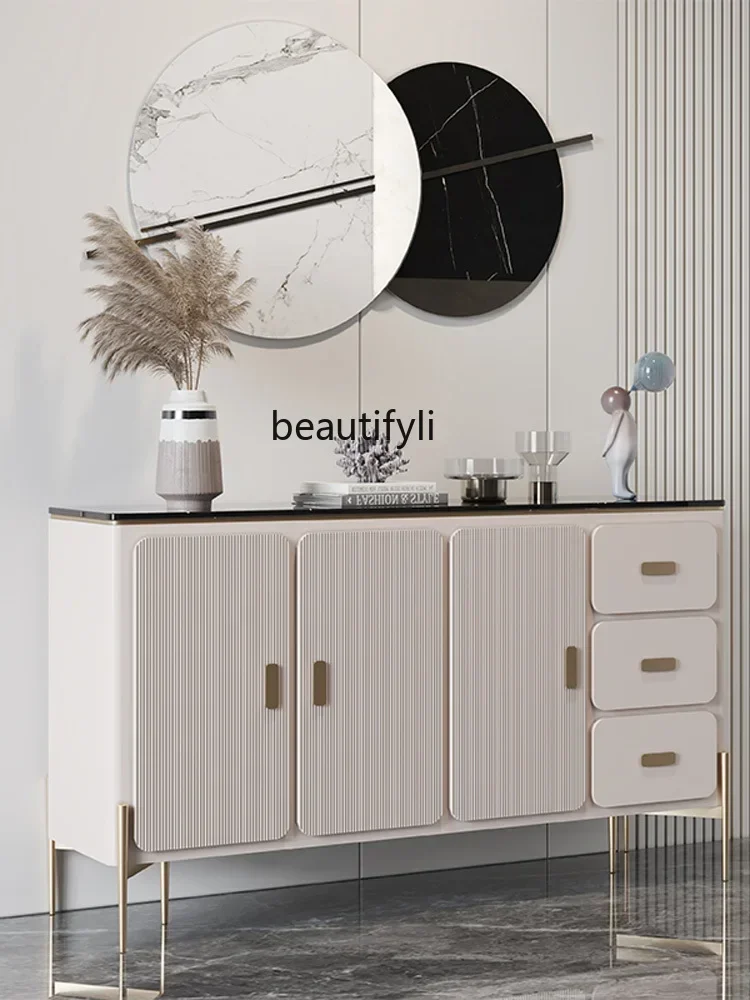 خزانة جانبية فاخرة من الخشب الصلب لغرفة المعيشة، خزانة منظم للتخزين متعددة الوظائف، بسيطة Mod 1001