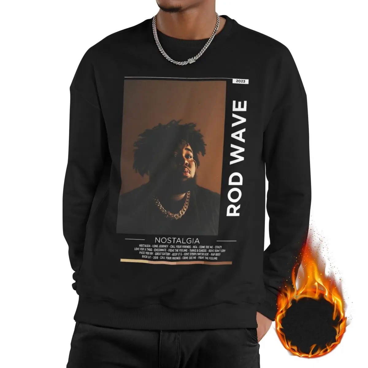 

Rod Wave Nostalgia Tour 2024 Sweatshirt Fleece Lined For Men Fashion Sweatshirts Graphic Hip Hop Long Sleeve Shirts Hoodie