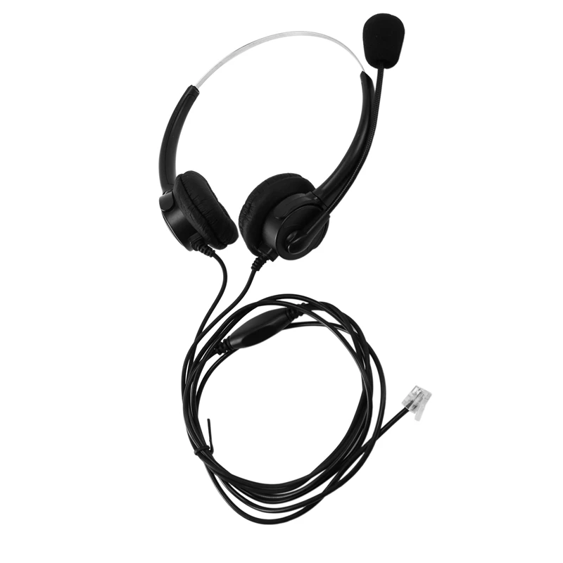 New 2X VH500D RJ9 Bilateral Headphone Hands-Free Call Center Noise Cancelling Corded With Adjustable Mic For Telephone Set