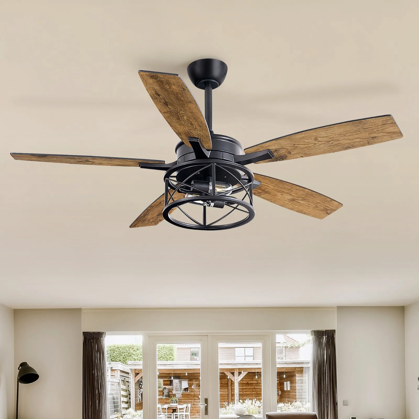 

52 Inch indoor Farmhouse Ceiling Fans With Lights and Remote Control