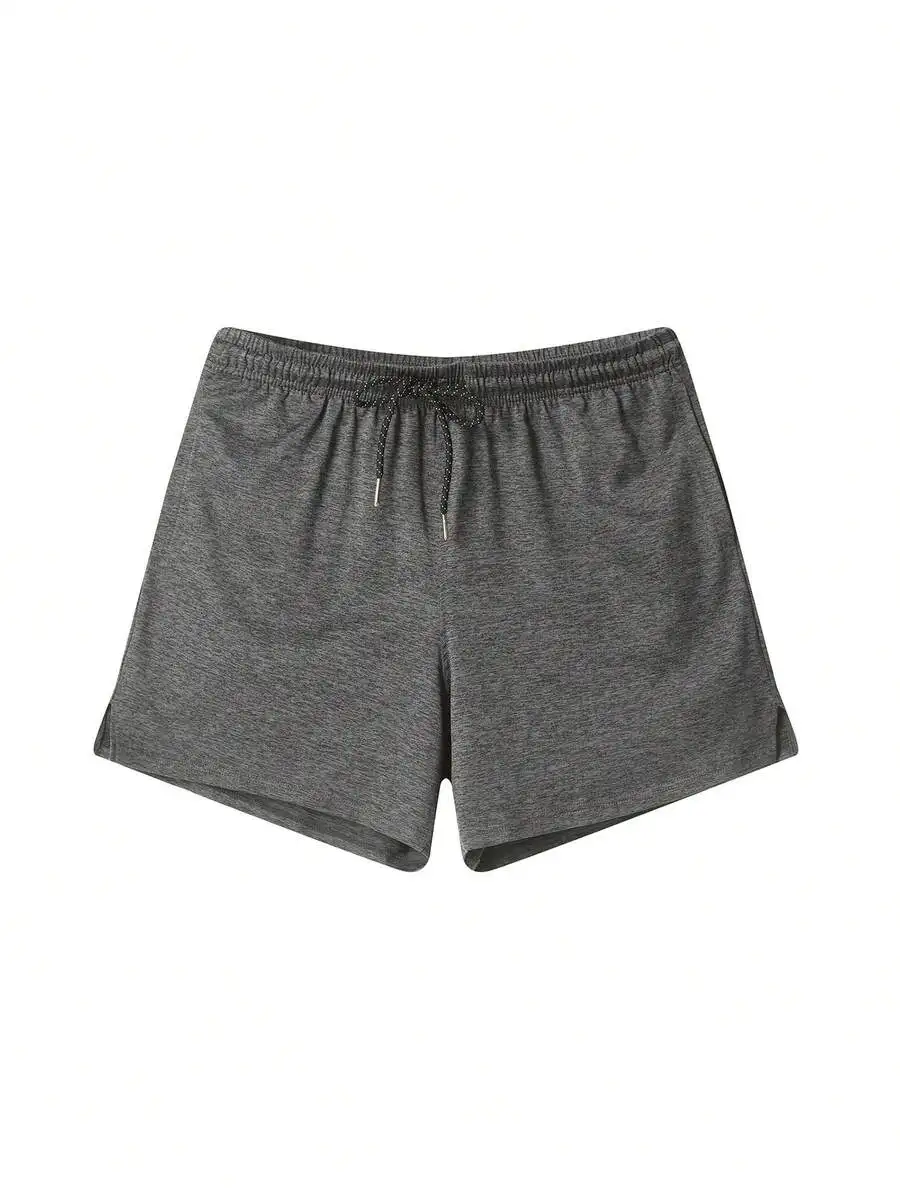 Mens Heathered Athletic Lounge Shorts 4 Inch Inseam With Drawstring Waist And Side Pockets