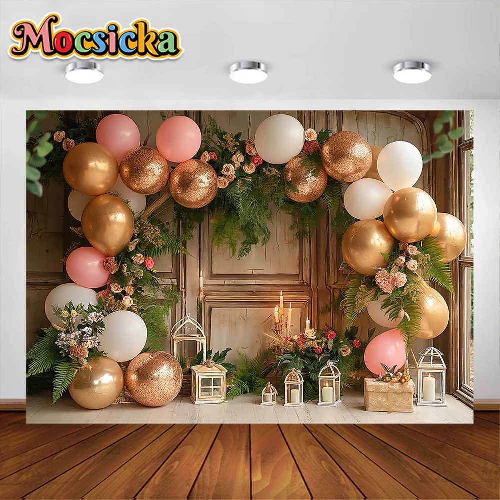 Bohemia Photography Background Floral Balloons Decor Adult Birthday Wedding Maternity Portrait Backdrop Photo Studio Props