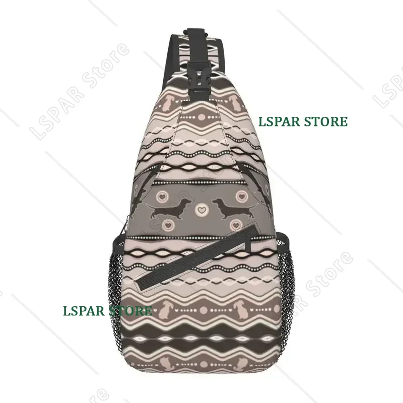 Dachshund Sling Crossbody Chest Bag Men Cool Sausage Wiener Badger Dogs Shoulder Backpack for Camping Biking