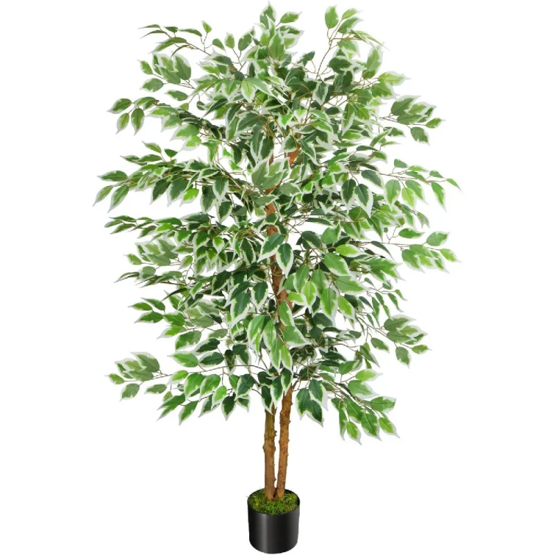 

Tree Artificial, Tall Fake Tree with Natural Trunk Faux Trees Indoor Silk Ficus Leaves for Home Decor )
