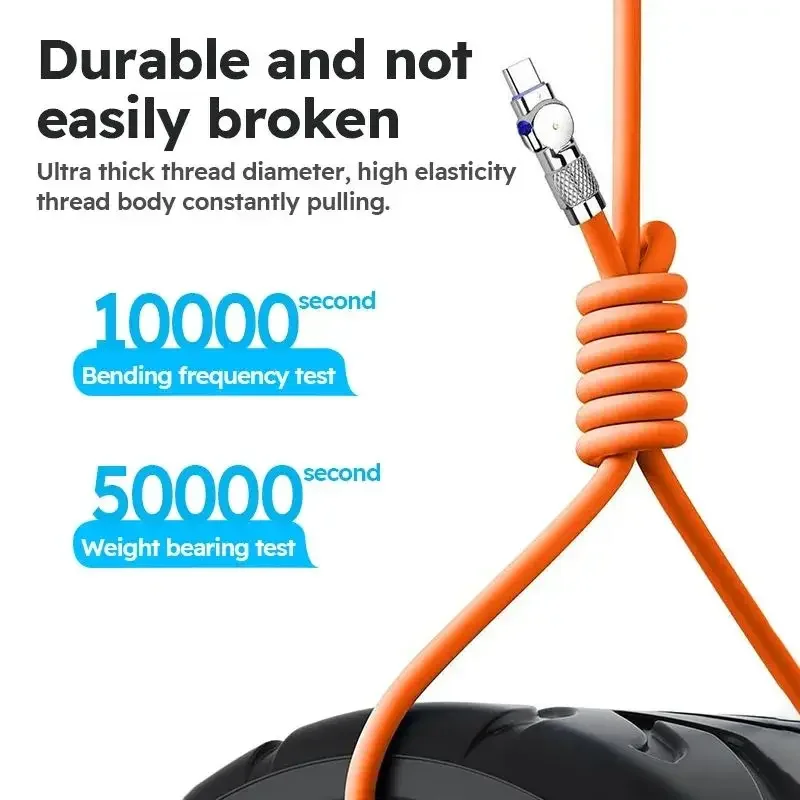 Câble de charge rapide 120W Type C 7A Câble en silicone liquide Connecteur rotatif à 180 degrés Compatible avec Xiaomi Huawei Samsung