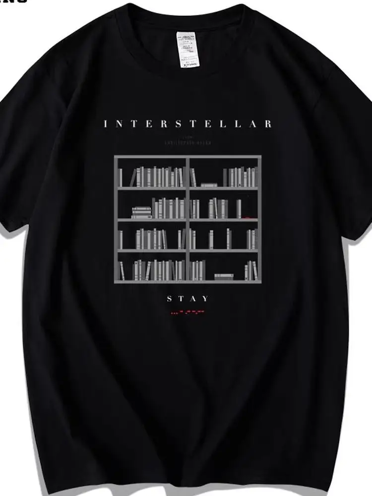 Interstellar Heavyweight Pure Cotton Short Sleeve T-Shirt Black Hole Space Science Fiction Top for Men And Women Summer Breat...