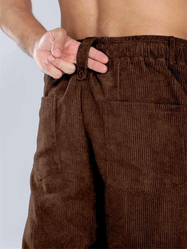 Pantaloni da uomo fitness sportivi primavera autunno Pantaloni di velluto a coste testurizzati a righe vintage Streetwear Pantaloni casual da uomo in tinta unita