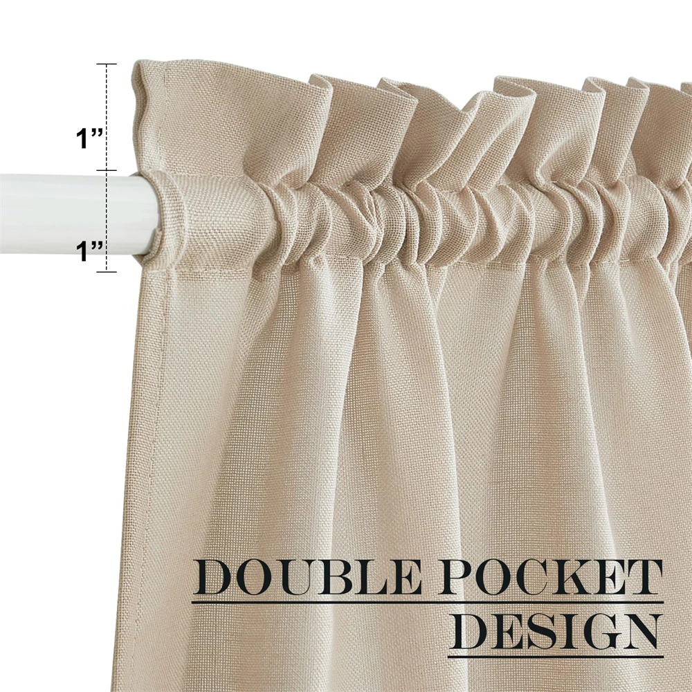 Linen Door Curtain for Farmhouse French Door Curtains Privacy Rod Pocket Front Door Sidelight Curtain with Drawstring Tieback