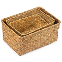 Seagrass Storage Basket Multisize Handmade Rattan Shelf Baskets & Home Storage Bins Baskets for Decoration